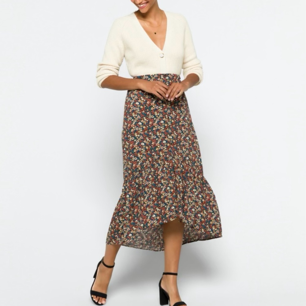 MASON & BELLE Tiered Midi Skirt — L
